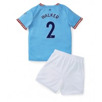 Manchester City Kyle Walker #2 Hjemmebanesæt Børn 2022-23 Kortærmet (+ Korte bukser)